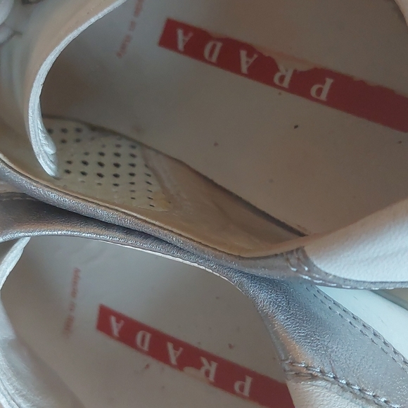 PRADA white mesh with silver leather oxfords, EU 37.5 (7.5-8) RARE - Picture 5 of 11